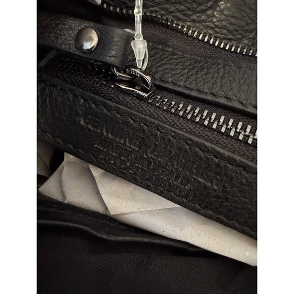 NWT IO PELLE ITALIA Large SKULL Embossed Leather Shoulder Bag Tote $695 Black - Picture 7 of 15